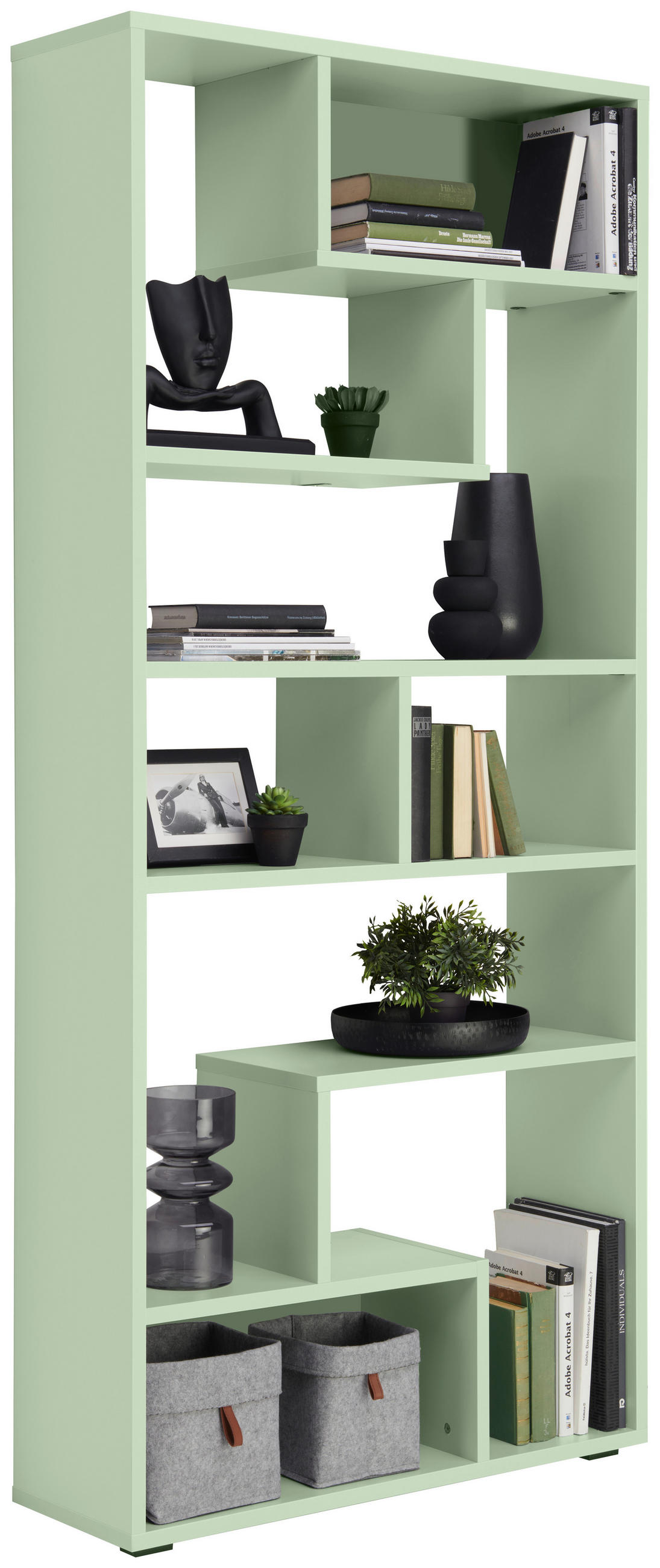 DELIACA STENA, svetlozelená, 92/202/30 cm - čierna/svetlozelená, Modern, kov/kompozitné drevo (92/202/30cm) - Hom`in