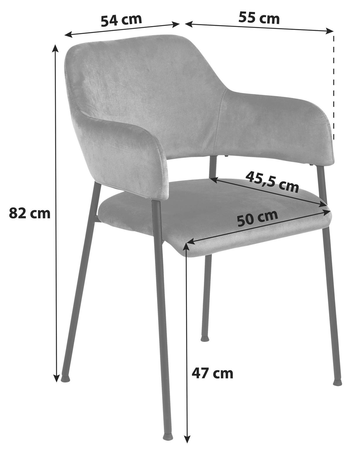 ARMLEHNSTUHL  in Stahl Samt  - Schwarz, Design, Textil/Metall (54/82/55cm) - Livetastic