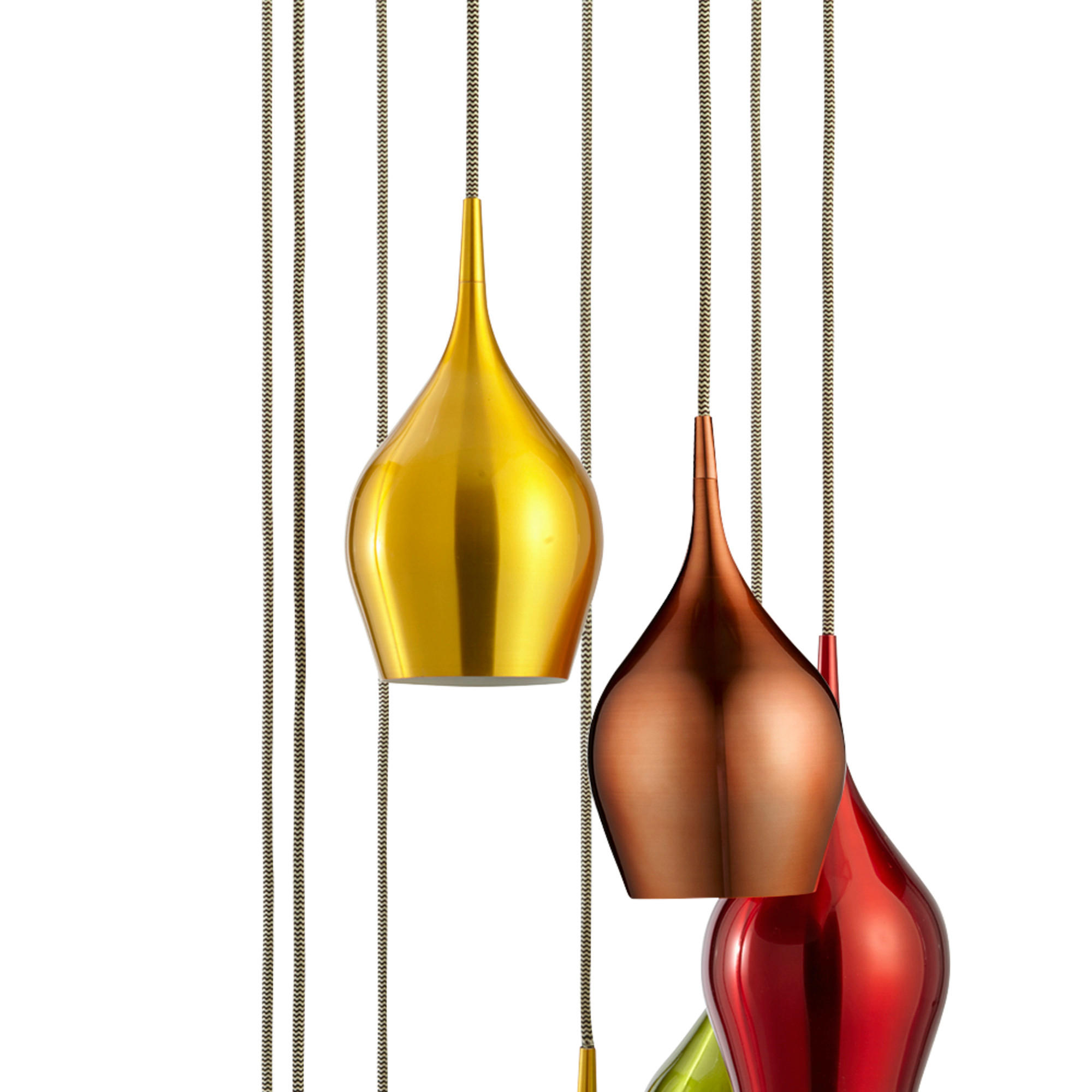 PENDELLAMPA Vibrant 36/170 cm - vinröd/grön, Design, metall (36/170cm)