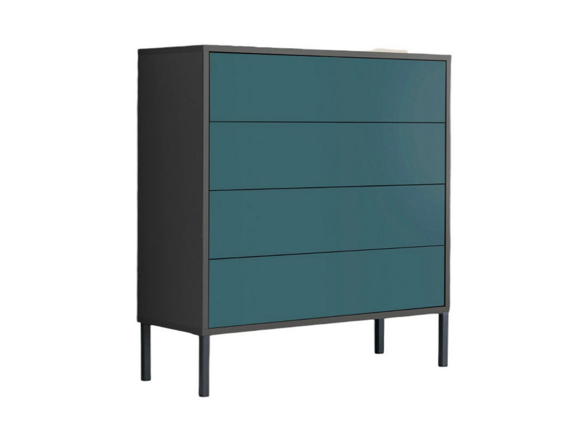 KOMMODE Mailand Typ 3 + MF  in 79/86/33 cm  - Anthrazit/Petrol, MODERN, Holzwerkstoff/Metall (79/86/33cm) - MID.YOU