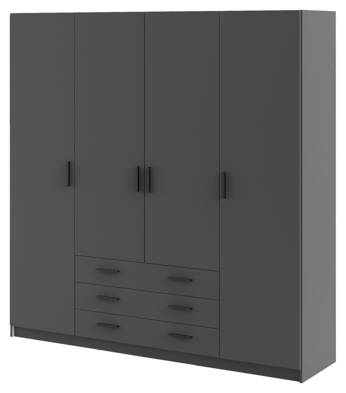 KLEIDERSCHRANK in Grau  - Dunkelgrau/Schwarz, Basics, Holzwerkstoff/Metall (195,5/200,4/49,6cm) - MID.YOU