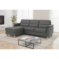 ECKSOFA Echtleder Anthrazit  - Eichefarben/Anthrazit, Basics, Leder/Holz (163/244cm) - Sit & More