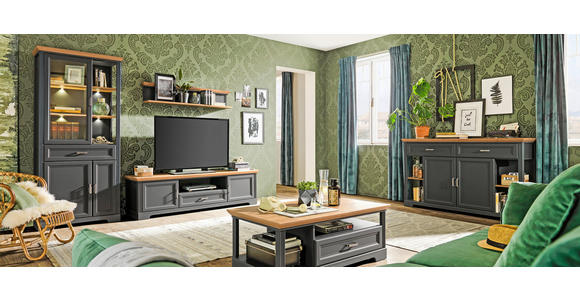 COUCHTISCH 120/67/45 cm rechteckig Graphitfarben, Eiche Artisan  - Graphitfarben/Eiche Artisan, ROMANTIK / LANDHAUS, Holzwerkstoff/Metall (120/67/45cm) - Hom`in