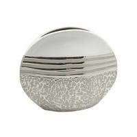 VASE  - Weiss/Silberfarben, Basics, Keramik (8/24,5/21cm)