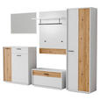 GARDEROBE 5-teilig  in 284/201/37 cm  - Eichefarben/Weiß, Design, Glas/Holzwerkstoff (284/201/37cm) - Xora