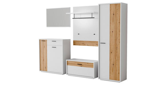 GARDEROBE 5-teilig  in 284/201/37 cm  - Eichefarben/Weiß, Design, Glas/Holzwerkstoff (284/201/37cm) - Xora