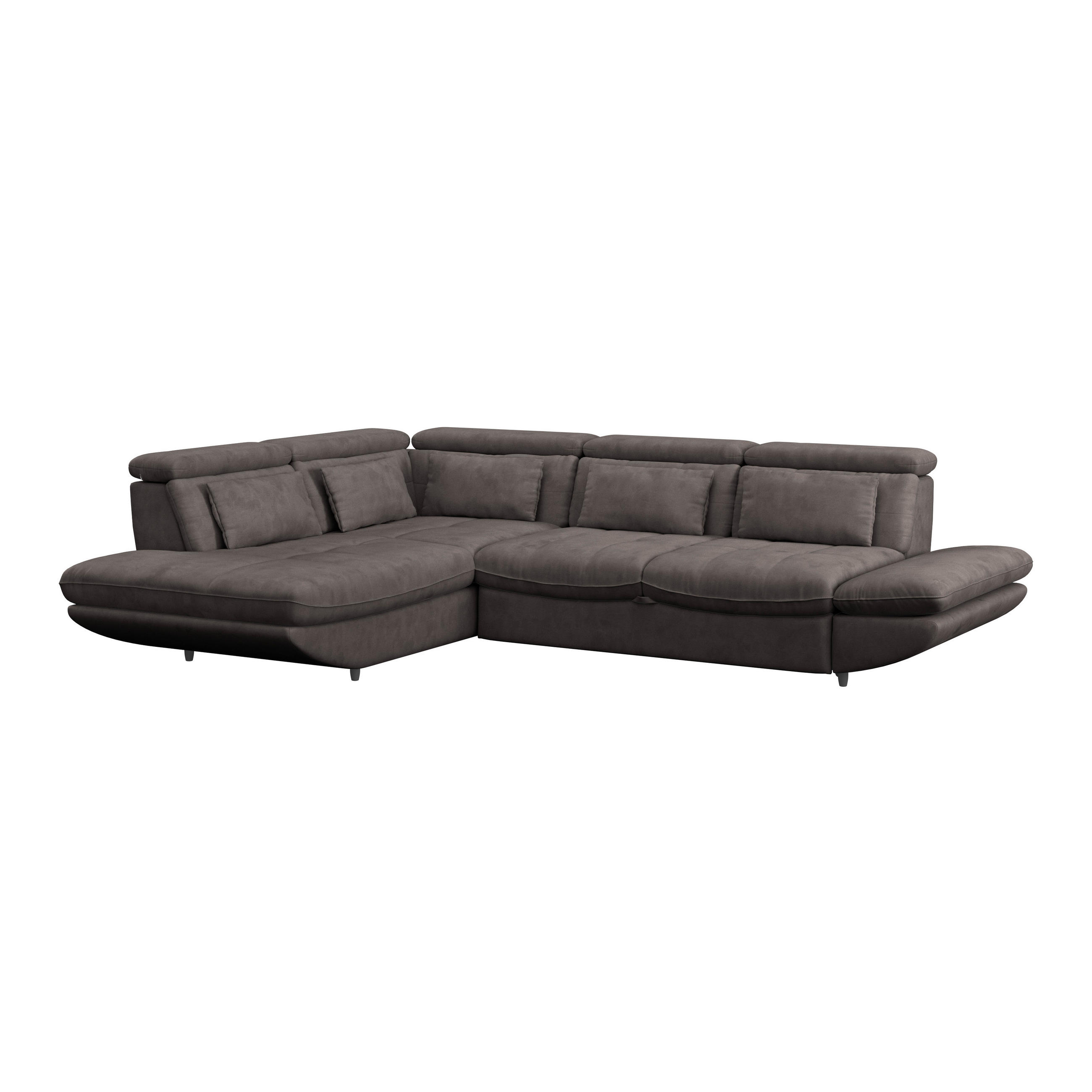 WOHNLANDSCHAFT Dunkelbraun Webstoff  - Dunkelbraun/Schwarz, MODERN, Kunststoff/Textil (233/311cm) - MID.YOU