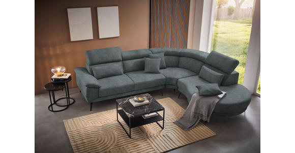 ECKSOFA in Samt Grau  - Schwarz/Grau, Design, Textil/Metall (299/264cm) - Novel