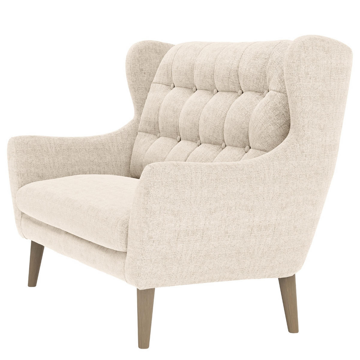 2-SITZER-SOFA in Webstoff Silberfarben  - Eichefarben/Silberfarben, Konventionell, Holz/Textil (144/107/94cm) - Trendmanufaktur