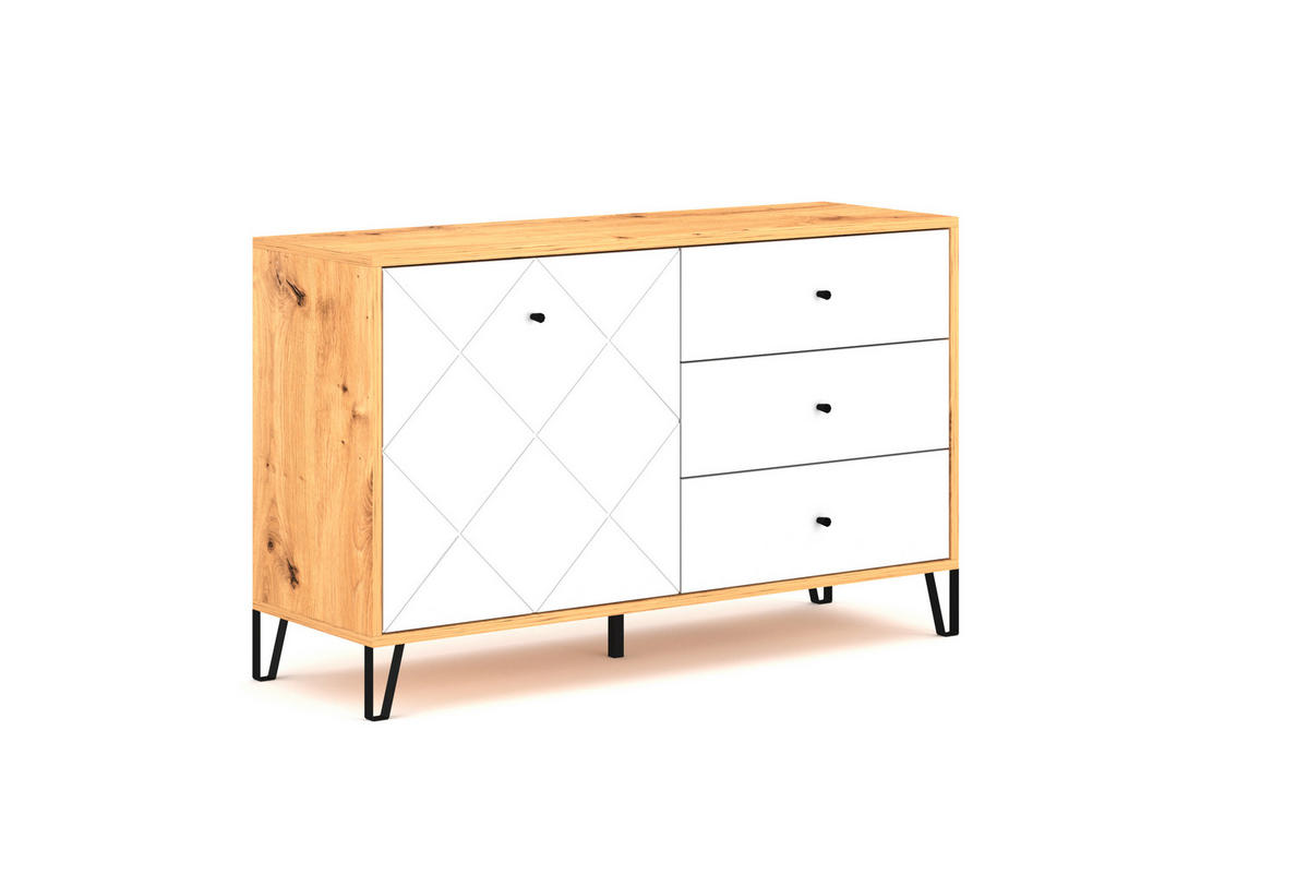 SIDEBOARD  in 123/75/40 cm  - Schwarz/Weiß, Design, Holzwerkstoff/Metall (123/75/40cm) - Livetastic