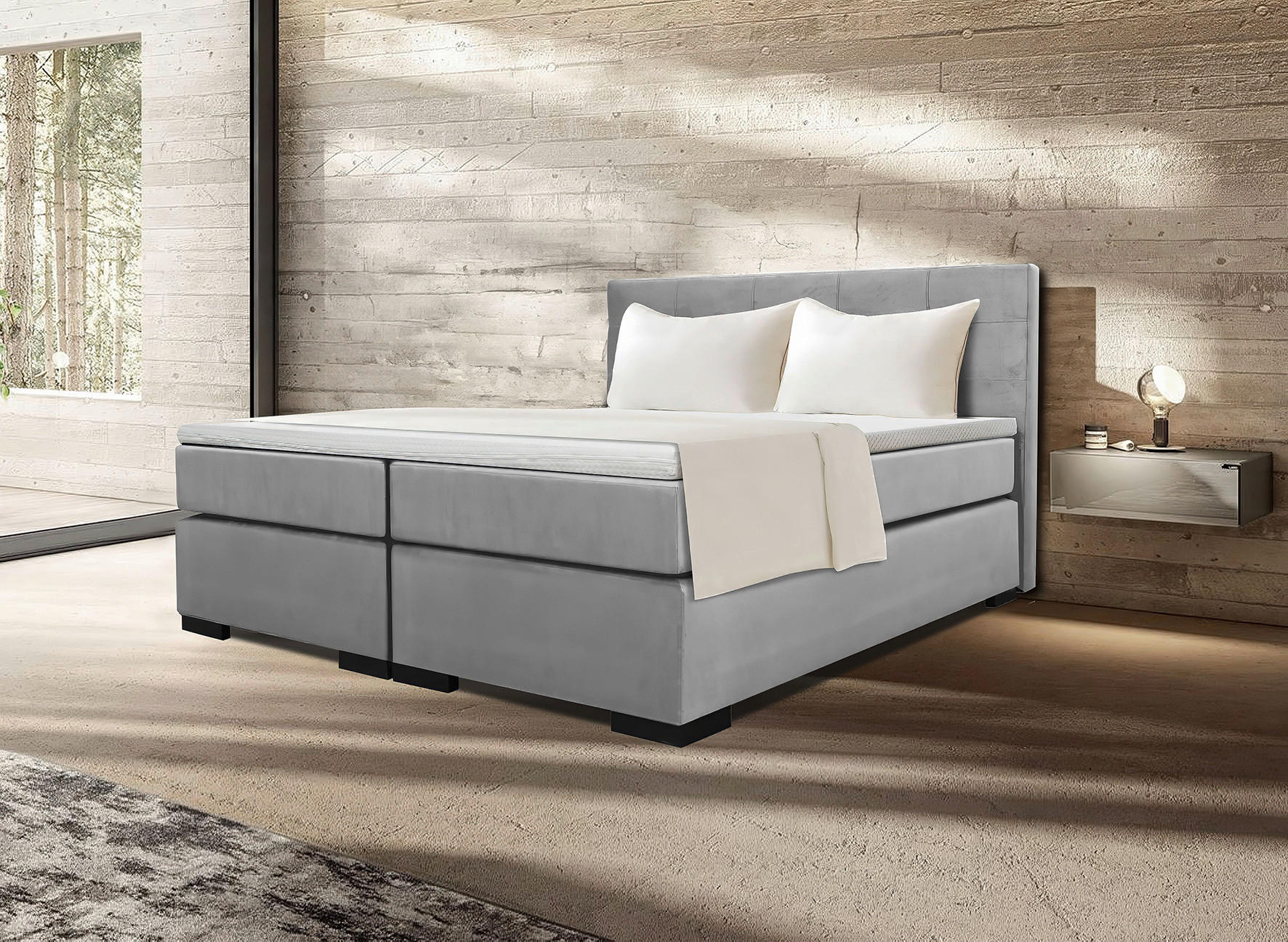 MID.YOU BOXSPRINGOVÁ POSTEĽ, 180/200 cm, sivá