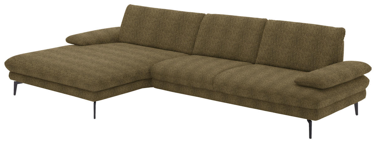 ECKSOFA in Chenille Grün  - Schwarz/Grün, Design, Textil/Metall (180/310cm) - Dieter Knoll