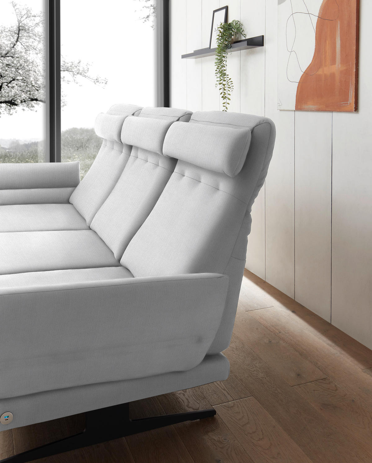 ECKSOFA in Flachgewebe Creme  176-217/279-327 cm  - Creme/Schwarz, Design, Textil/Metall (176-217/279-327cm) - Dieter Knoll
