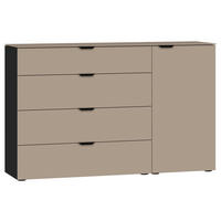 SIDEBOARD  in 135/87/43 cm  - Hellbraun/Schwarz, Design, Glas/Holzwerkstoff (135/87/43cm) - Jutzler