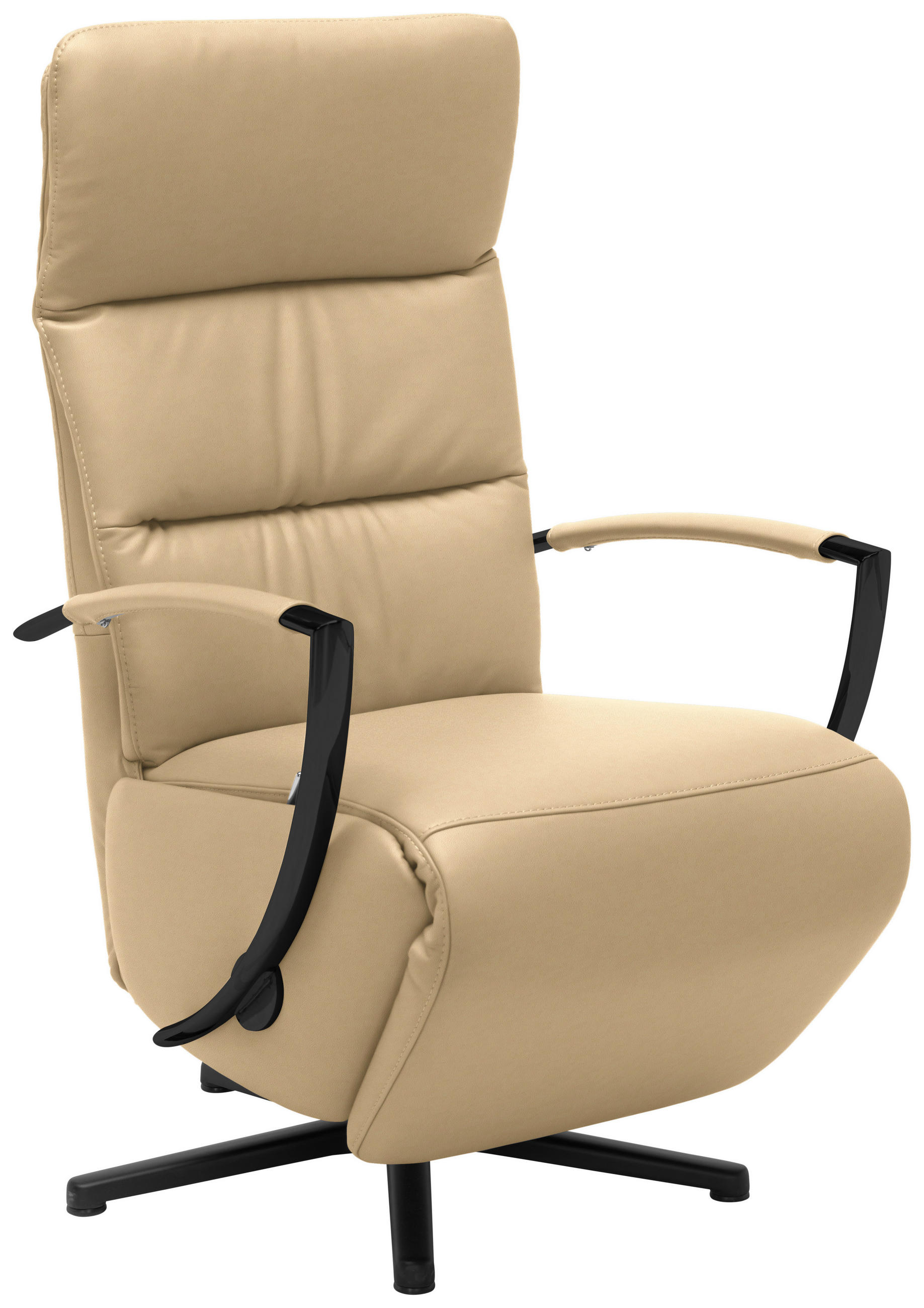 RELAXSESSEL in Leder Beige  - Beige/Schwarz, Design, Leder/Metall (64/112/80cm) - Cantus