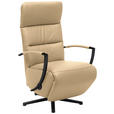 RELAXSESSEL in Leder Beige  - Beige/Schwarz, Design, Leder/Metall (64/112/80cm) - Cantus