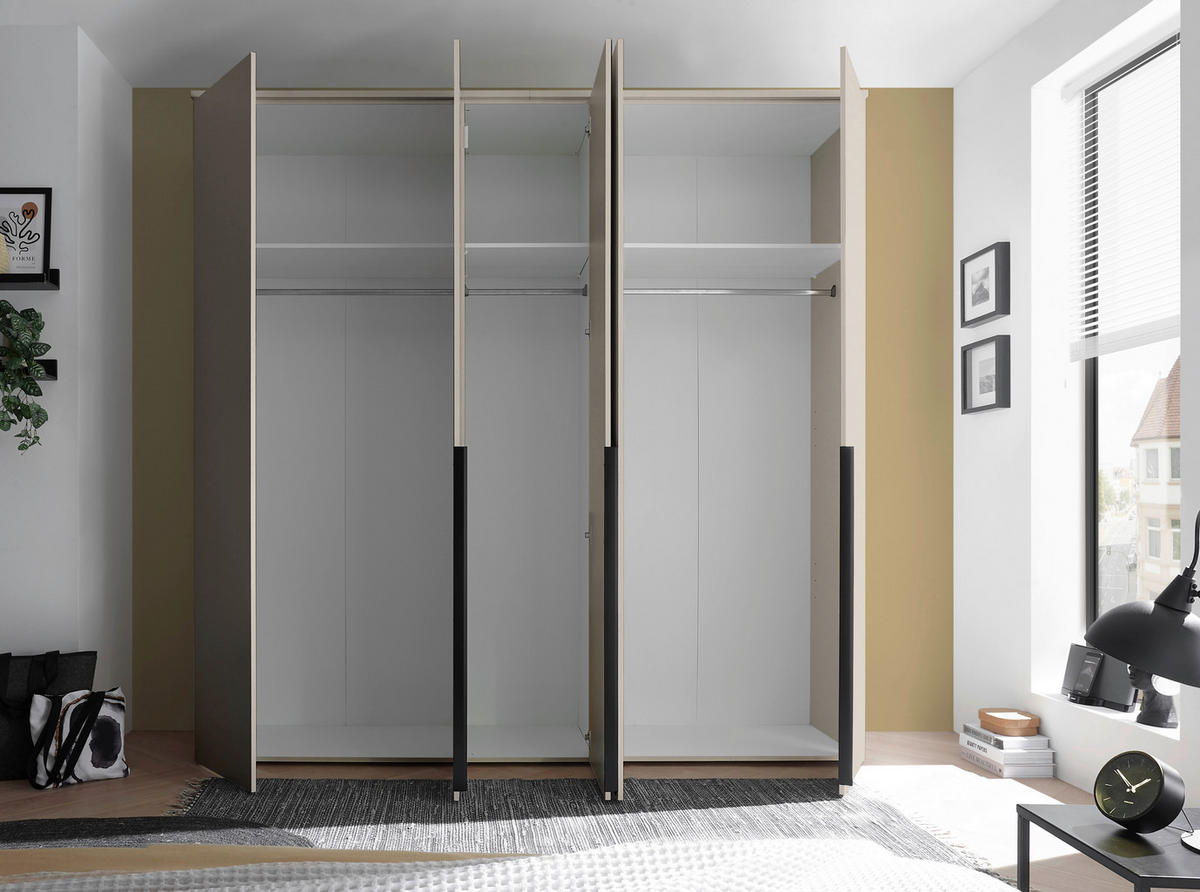 DREHTÜRENSCHRANK 225/225/52 cm 5-türig Kaschmir  - Kaschmir/Schwarz, MODERN, Holzwerkstoff/Kunststoff (225/225/52cm) - MID.YOU