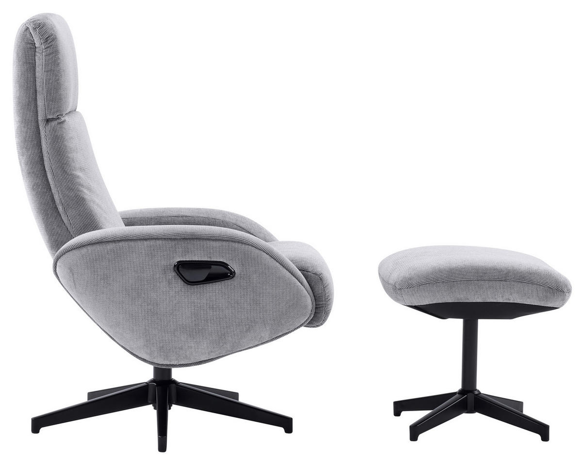 RELAXSESSELSET BASTY Webstoff Hocker    - Schwarz/Grau, Design, Textil/Metall (75/107/77cm) - Livetastic