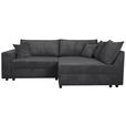 ECKSOFA Anthrazit Cord  - Anthrazit/Schwarz, KONVENTIONELL, Kunststoff/Textil (245/153cm) - Carryhome