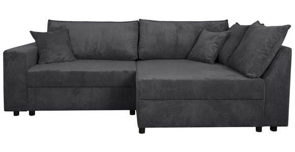ECKSOFA Anthrazit Cord - Anthrazit/Schwarz, KONVENTIONELL, Kunststoff/Textil (245/153cm) - Carryhome