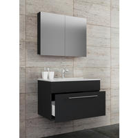 FÜRDŐSZOBABÚTOR - fekete/alumíniumszínű, Modern, faalapú anyag/fém (80cm) - MID.YOU