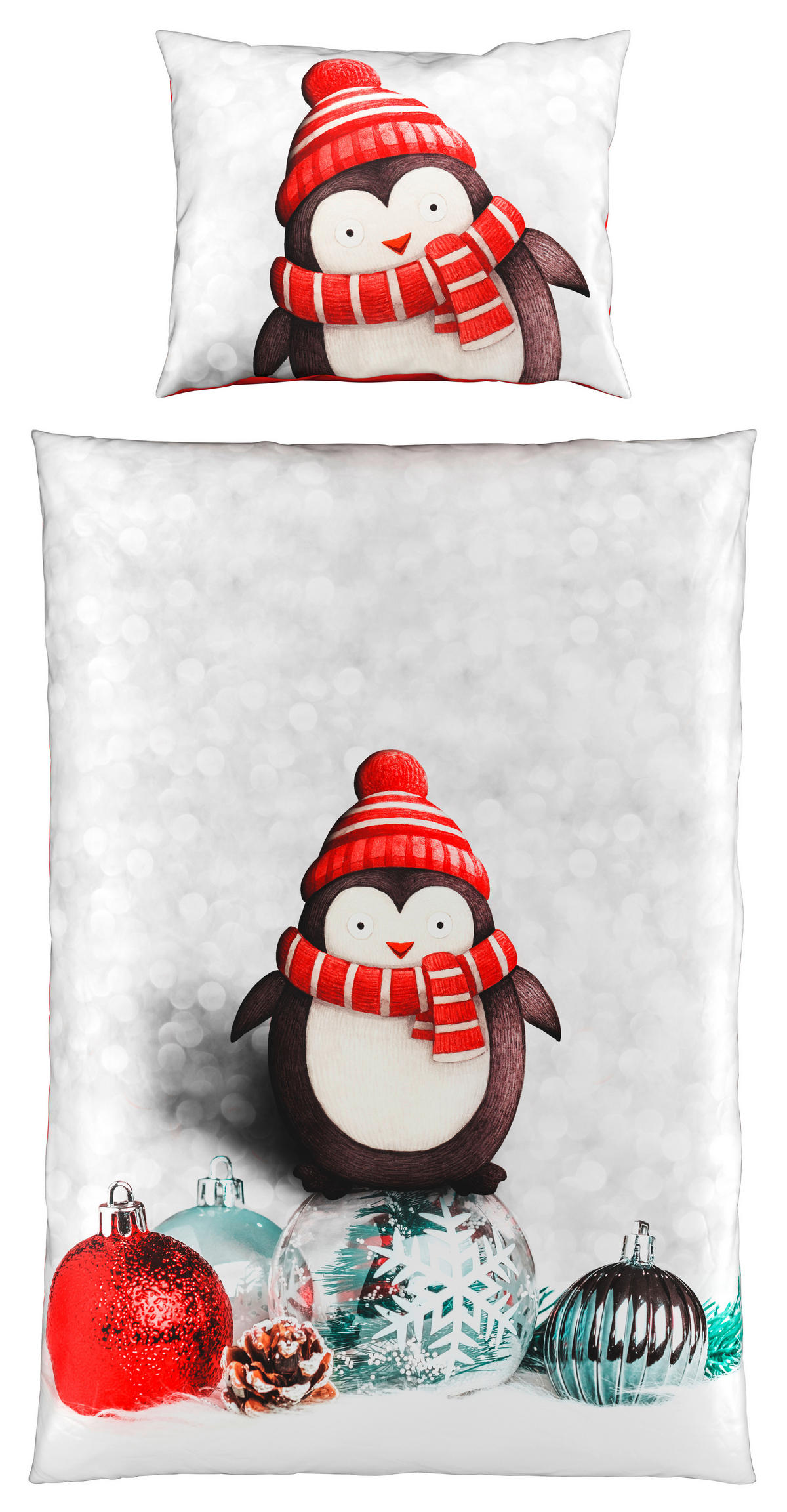 POSTELJINA SA DVA LICA Christmas Collection 140/200 cm saten siva, crvena  - siva/crvena, Osnovno, tekstil (140/200cm) - X-Mas