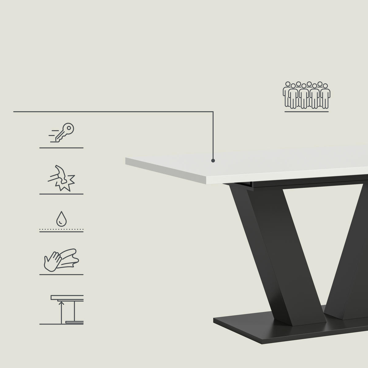 ESSTISCH in Holzwerkstoff  - Weiß, Trend, Holzwerkstoff (150-190/90cm) - MID.YOU