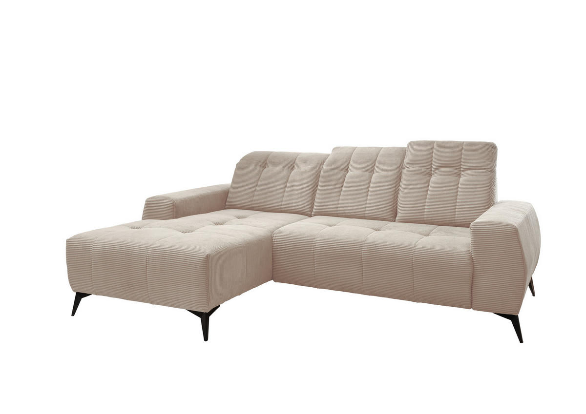 ECKSOFA in Cord Beige  - Beige/Schwarz, Modern, Textil/Metall (180/258cm) - Livetastic