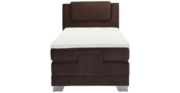 BOXSPRINGBETT 100/200 cm in Dunkelbraun - Dunkelbraun/Silberfarben, Design, Kunststoff/Textil (100/200cm) - Esposa