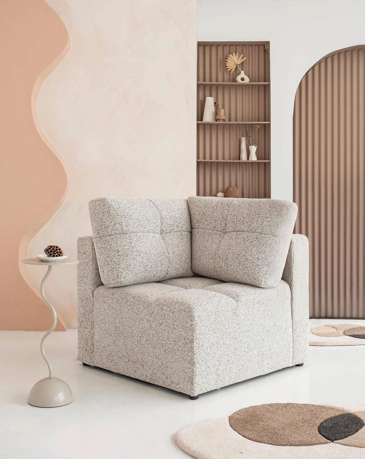 SOFAELEMENT  in Taupe, Beige  - Taupe/Beige, Design, Kunststoff/Textil (91/94/91cm) - MID.YOU
