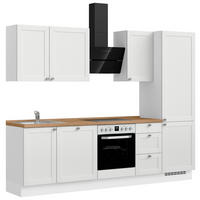 KÜCHENBLOCK Frame 270 cm  in Weiß, Eichefarben  - Edelstahlfarben/Eichefarben, MODERN, Holzwerkstoff/Metall (270cm) - Nobilia