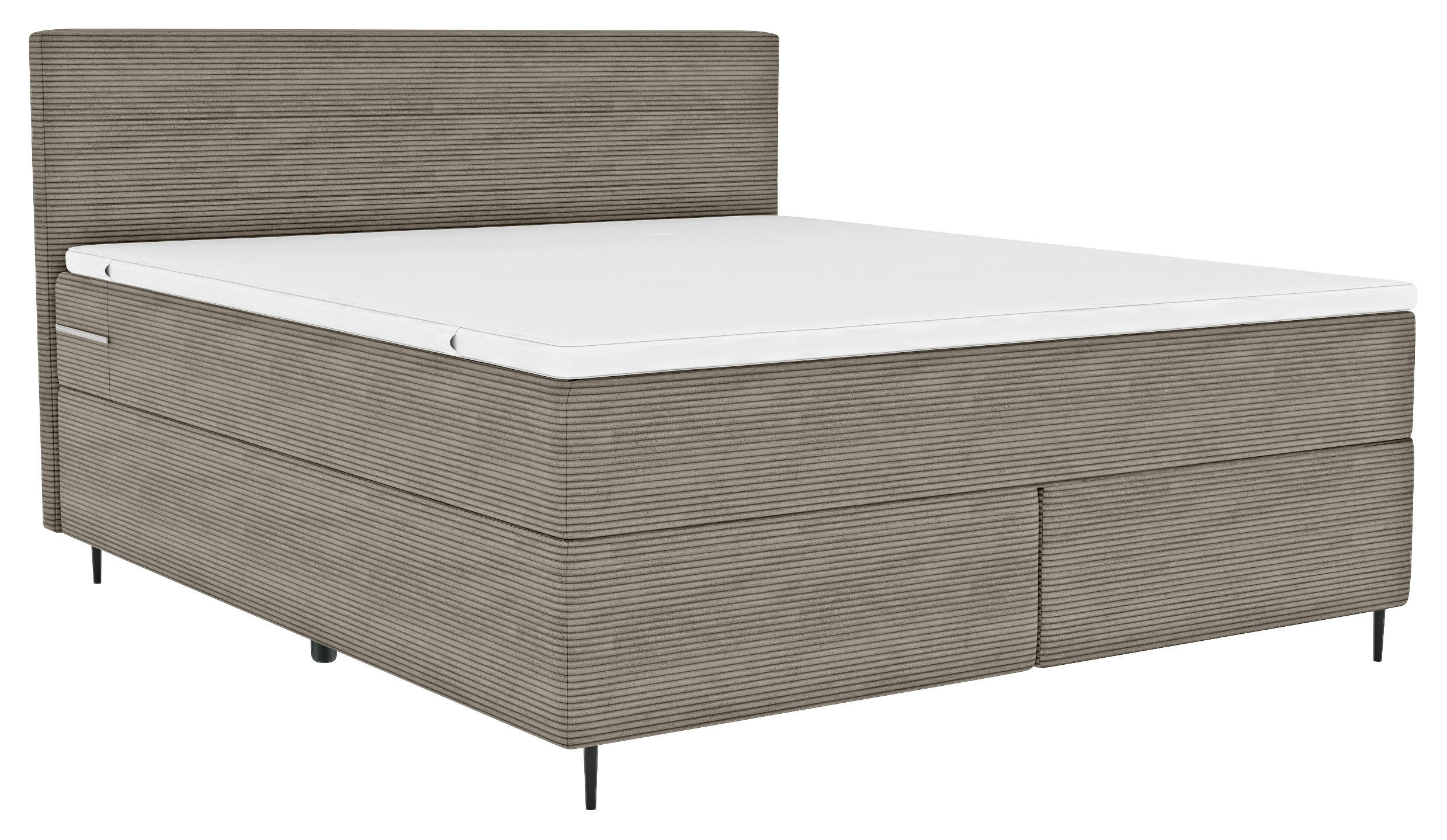 BOXSPRINGBETT 180/200 cm  in Graubraun  - Graubraun/Schwarz, KONVENTIONELL, Textil/Metall (180/200cm) - Carryhome