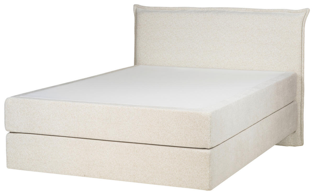 BOXSPRINGBETT 140/200 cm,  in Beige, Matratze, gepolstertes Kopfteil, Topper, H3 + H3 = fest  - Beige/Schwarz, Trend, Textil (140/200cm) - Chameo