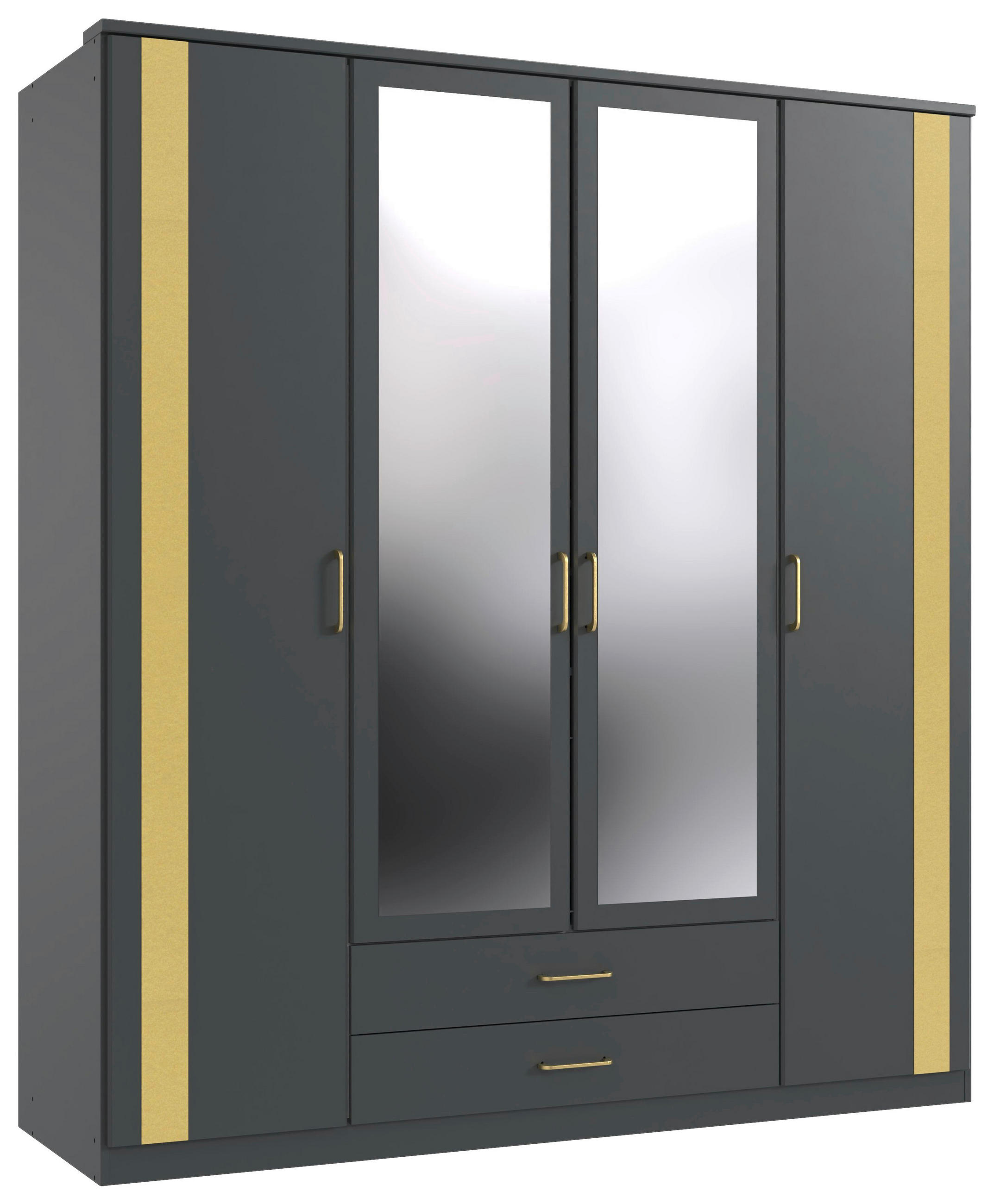 DREHTÜRENSCHRANK  in Graphitfarben, Goldfarben  - Goldfarben/Graphitfarben, Design, Glas/Holzwerkstoff (180/199/58cm) - Carryhome