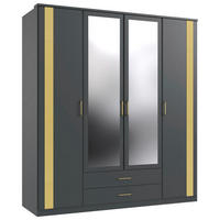 DREHTÜRENSCHRANK  in Graphitfarben, Goldfarben  - Goldfarben/Graphitfarben, Design, Glas/Holzwerkstoff (180/199/58cm) - Carryhome