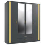 DREHTÜRENSCHRANK  in Graphitfarben, Goldfarben  - Goldfarben/Graphitfarben, Design, Glas/Holzwerkstoff (180/199/58cm) - Carryhome