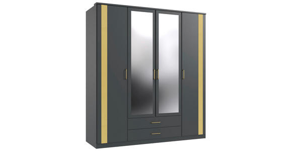 DREHTÜRENSCHRANK  in Graphitfarben, Goldfarben  - Goldfarben/Graphitfarben, Design, Glas/Holzwerkstoff (180/199/58cm) - Carryhome
