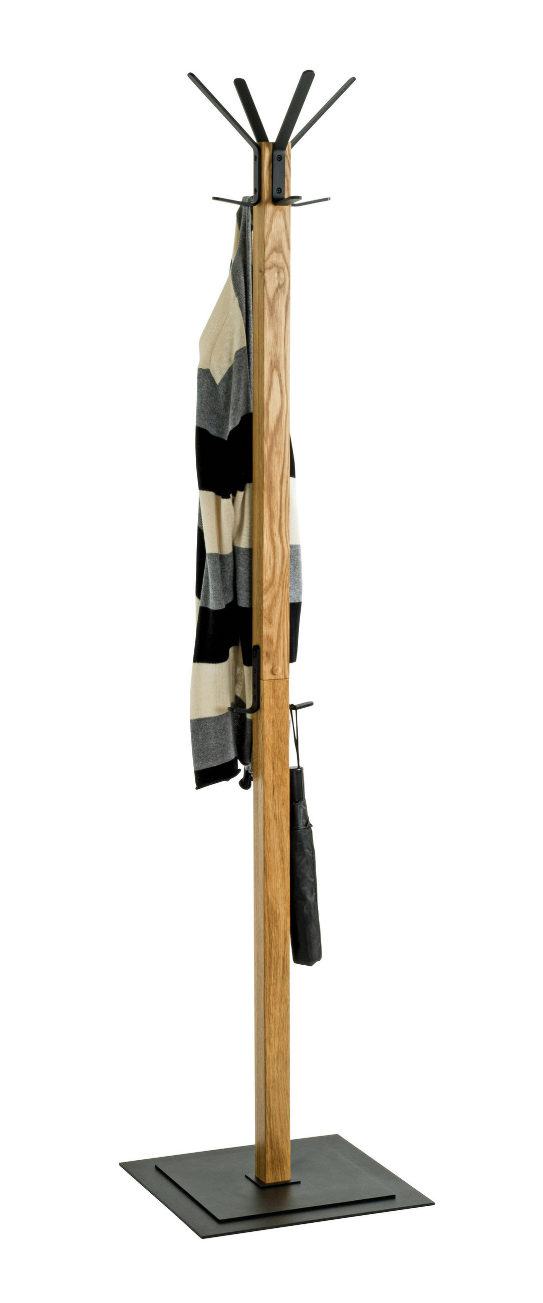 KLEIDERSTÄNDER in Braun, Schwarz, Eichefarben 40/180/40 cm   - Eichefarben/Schwarz, KONVENTIONELL, Holz/Metall (40/180/40cm)