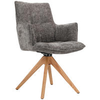 ARMLEHNSTUHL  in Eisen Chenille  - Eichefarben/Grau, Design, Holz/Textil (59,5/88,5/63cm) - Novel