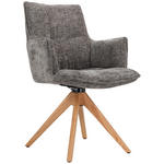 ARMLEHNSTUHL  Stoffauswahl, Sitzfläche 360° drehbar, automatische Rückholfunktion Chenille  - Eichefarben/Grau, Design, Holz/Textil (59,5/88,5/63cm) - Novel