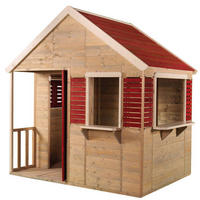 SPIELHAUS 155/168/120 cm  - Rot/Naturfarben, KONVENTIONELL, Holz (155/168/120cm) - Ambia Garden