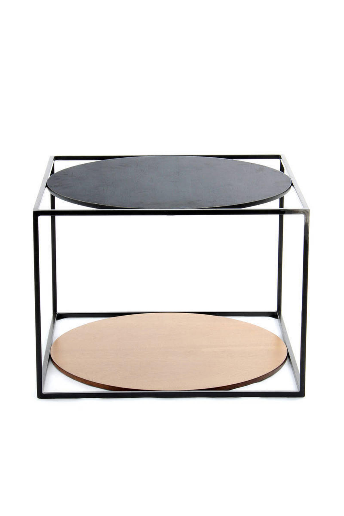 BEISTELLTISCH in Metall, Holzwerkstoff 50/50/36 cm  - Schwarz/Braun, Basics, Holzwerkstoff/Metall (50/50/36cm) - Kayoom