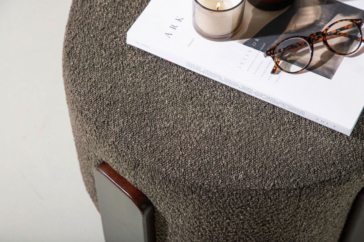 POUF in Braun, Dunkelgrau Holz, Textil Dunkelgrau  - Dunkelgrau/Braun, Design, Holz/Textil (52.5/43/52.5cm) - Livetastic