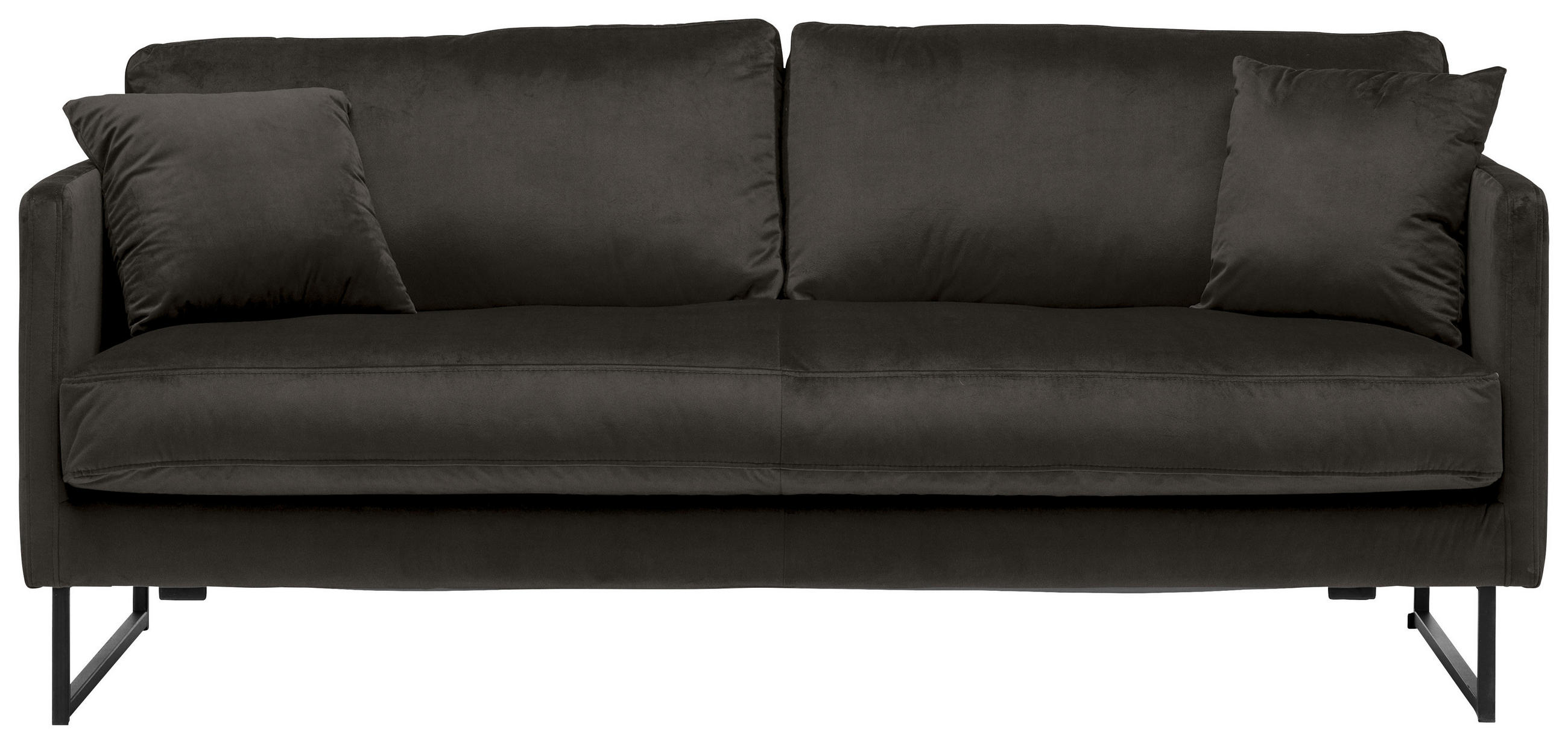 2,5-SITZER Samt Anthrazit  - Anthrazit/Schwarz, Design, Textil/Metall (180/78/84cm) - Carryhome
