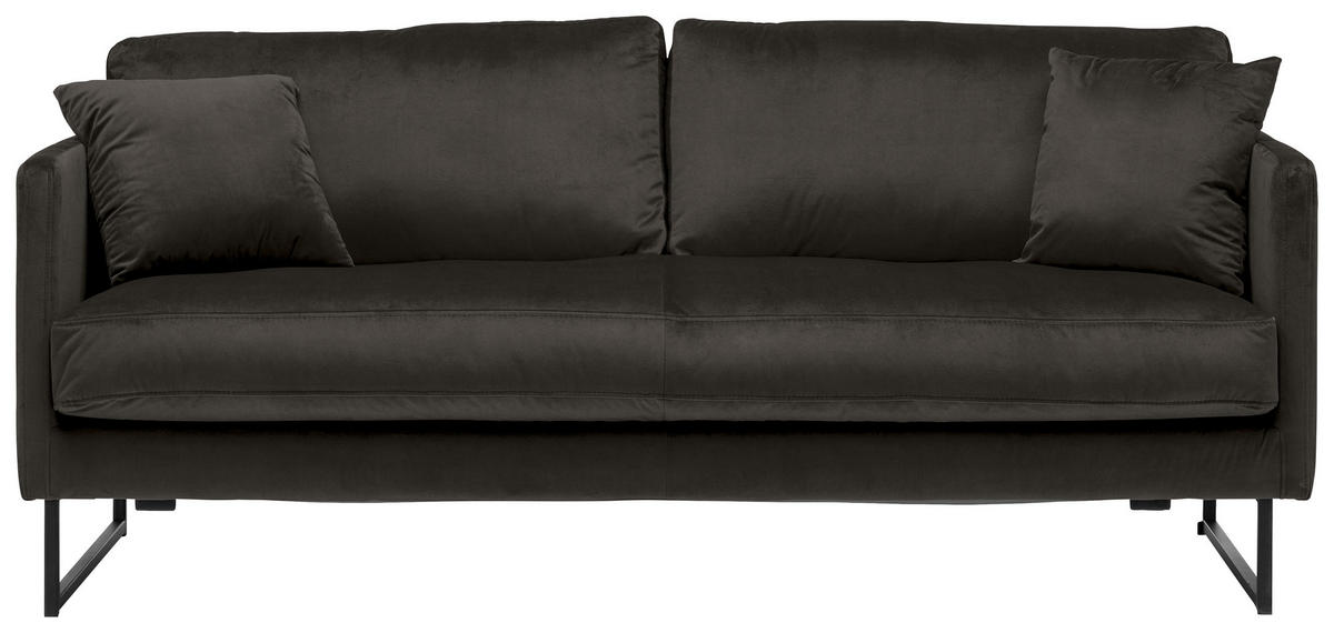 2,5-SITZER in Samt Anthrazit  - Anthrazit/Schwarz, Design, Textil/Metall (180/78/84cm) - Carryhome