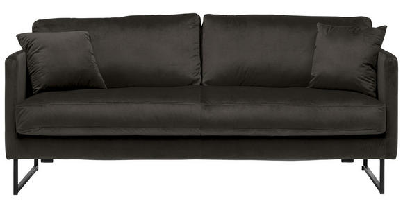 2,5-SITZER in Samt Anthrazit - Anthrazit/Schwarz, Design, Textil/Metall (180/78/84cm) - Carryhome