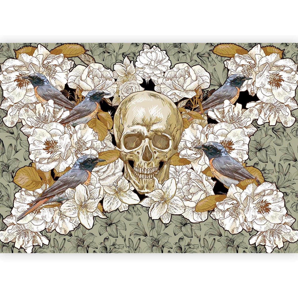 FOTOTAPET 300/210 cm  - beige/grön, Basics, textil (300/210cm) - artgeist