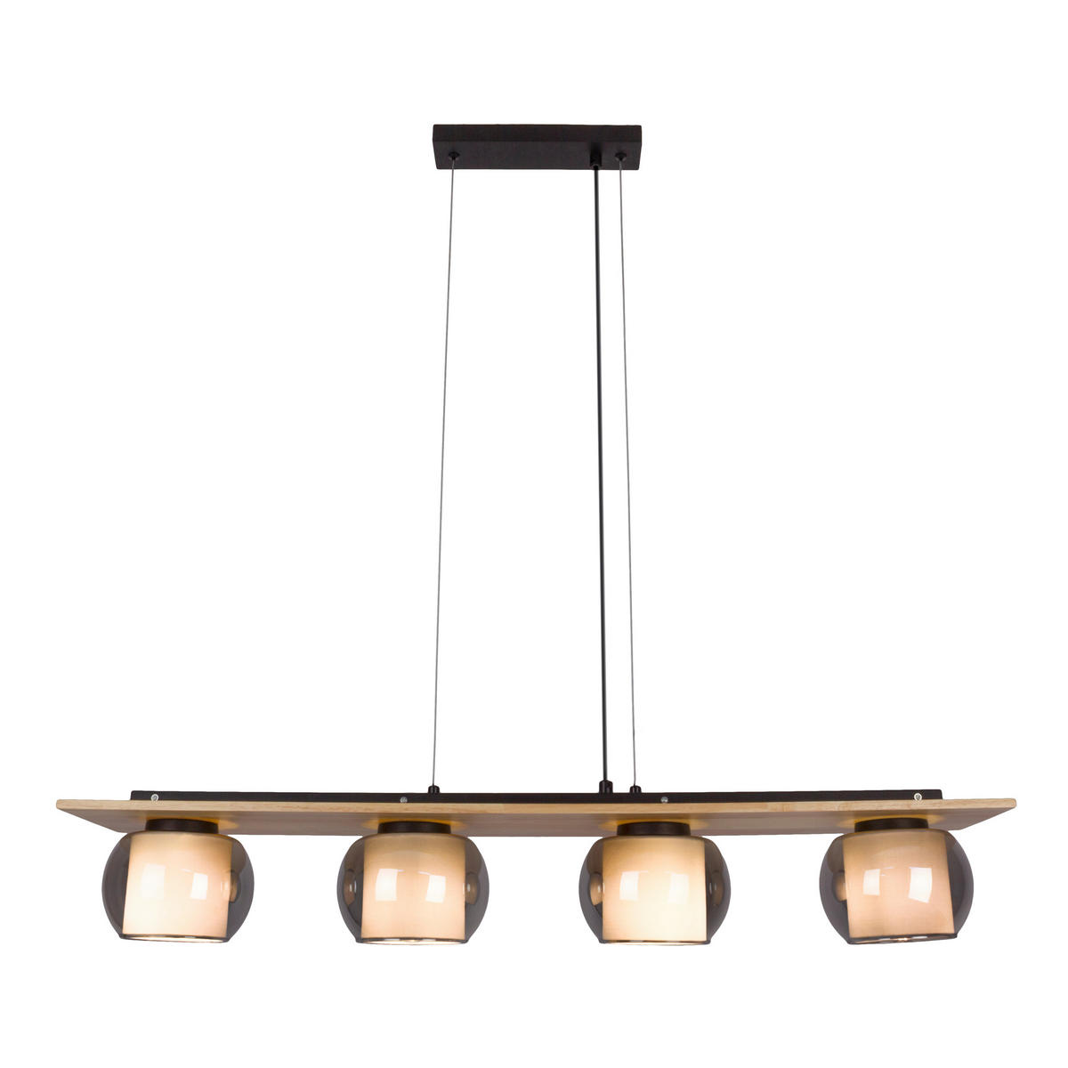 PENDELLEUCHTE 90/18/120 cm  - Schwarz/Naturfarben, Design, Glas/Holz (90/18/120cm) - Näve
