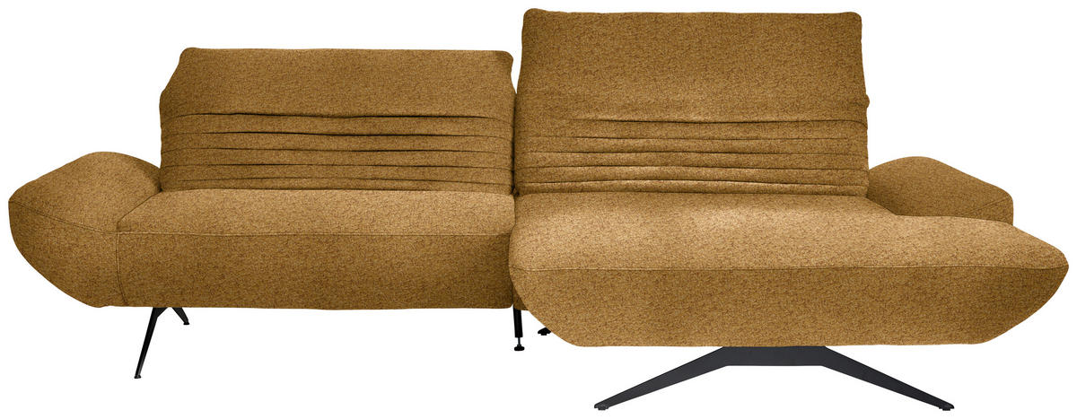 ECKSOFA  in Bouclé Currygelb  280/170-195 cm  - Currygelb/Schwarz, Design, Textil/Metall (280/170-195cm) - Dieter Knoll