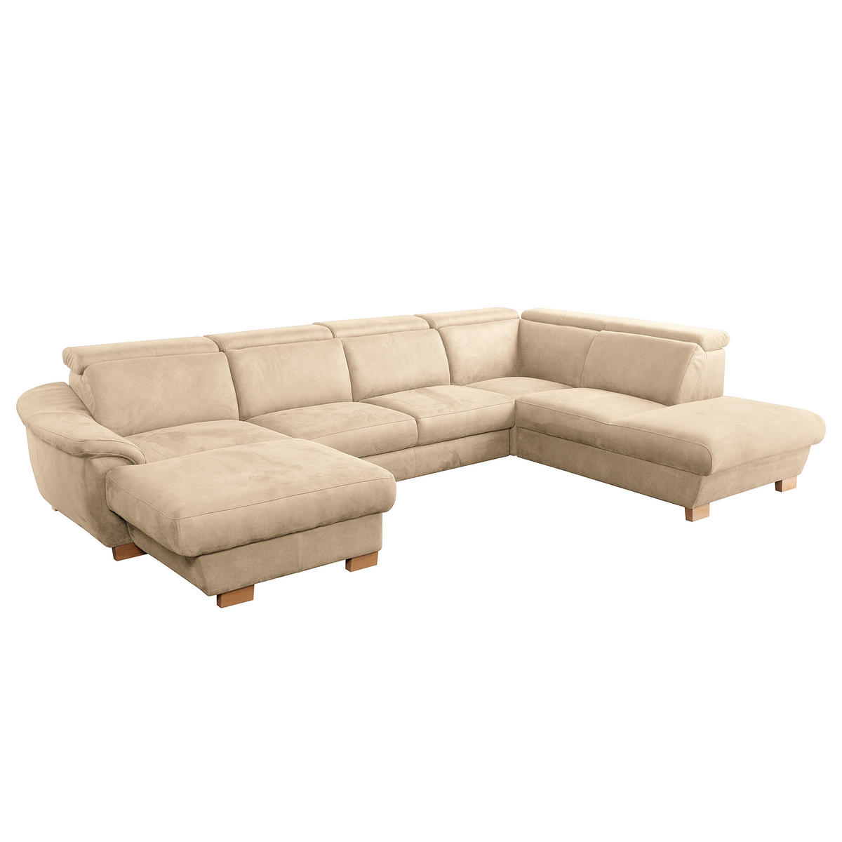 WOHNLANDSCHAFT Mikrofaser Beige  - Beige/Naturfarben, Design, Holz/Textil (238/347/273cm) - Livetastic